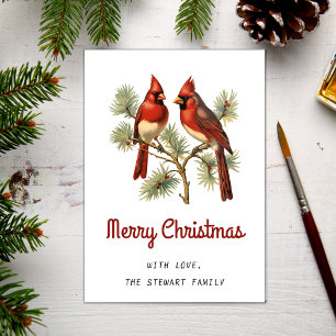Red Cardinals Couple Merry Christmas Holiday Card