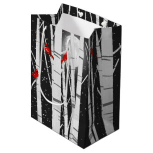Red Cardinals In White Birch Trees Medium Gift Bag
