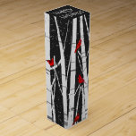 Red Cardinals In White Birch Trees   Wine Box<br><div class="desc">Red cardinals sitting in white birch trees with snowflakes on night sky and snowflakes.
Sky colour can be changed.</div>
