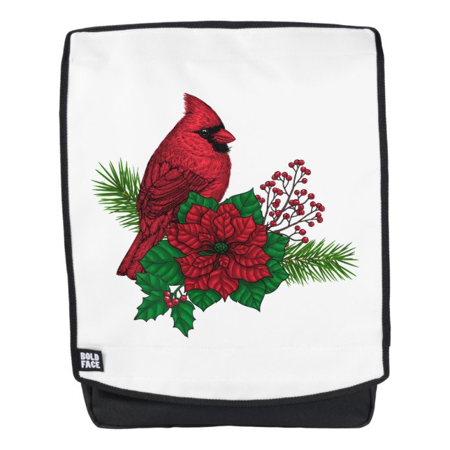 Red Cardinals on Christmas decoration Backpack (Front)