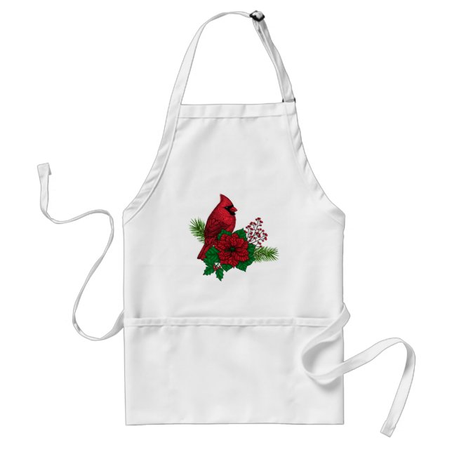 Red Cardinals on Christmas decoration Standard Apron (Front)
