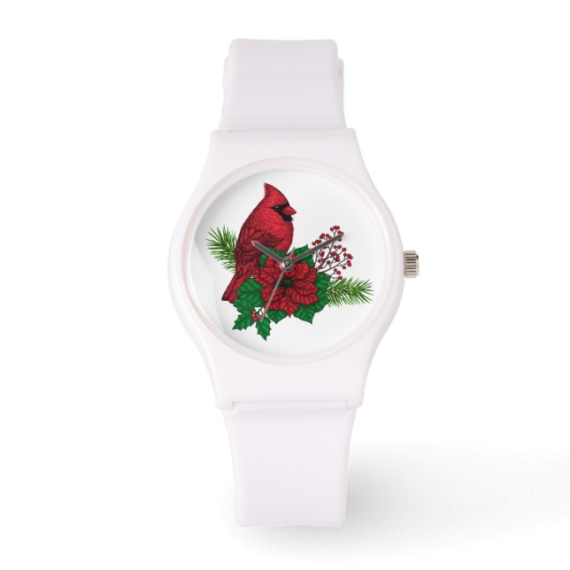 Red Cardinals on Christmas decoration Watch (Front)