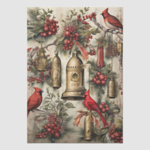 Red Cardinals & Winter Florals Decoupage Tissue Paper