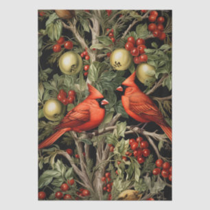 Red Cardinals & Winter Florals Decoupage Tissue Paper