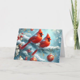 Red Cardinals woodland Christmas Greeting Cards