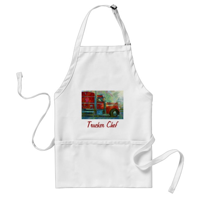 RED CARGO LORRY TRUCKERS Fun BBQ Apron (Front)