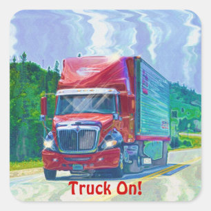 Red Cargo Truck Big Rig Driver Sticker Series