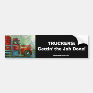 RED CARGO TRUCK BIG RIG TRUCKERS Bumper Sticker