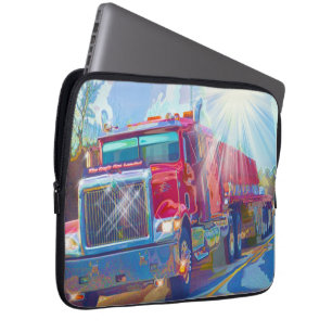Red Cargo Truck Driver's Art Laptop Sleeve