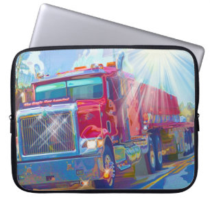 Red Cargo Truck Driver's Art Laptop Sleeve