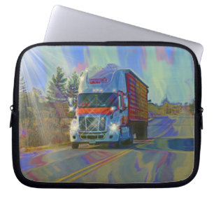 Red Cargo Truck Driver's Art Laptop Sleeve