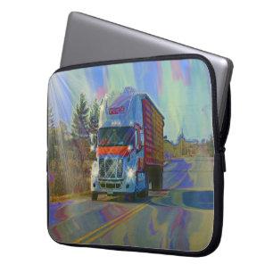 Red Cargo Truck Driver's Art Laptop Sleeve
