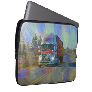 Red Cargo Truck Driver's Art Laptop Sleeve