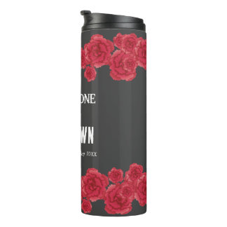 Red Carnation Border Water Bottle Tumbler