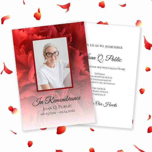 Red Carnation Floral Death Anniversary Memorial Invitation (Creator Uploaded)