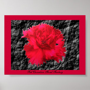 Red Carnation Floral Fantasy Print