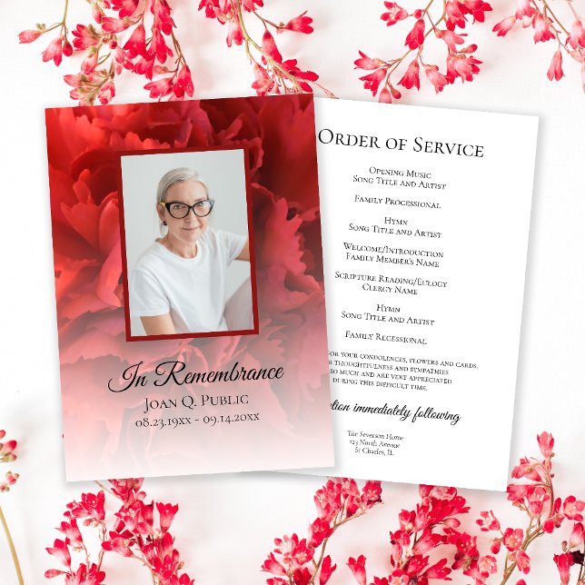 Red Carnation Floral Funeral Service Programme (Creator Uploaded)