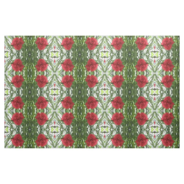 Red Carnation Floral Patterned Fabric (Fat Quarter)