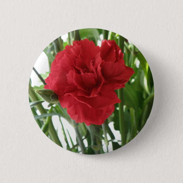 Red Carnation Flower Button (Front)