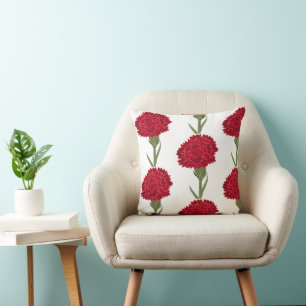 Red Carnation Flowers Cushion
