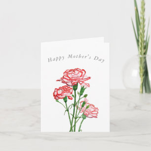 red carnation flowers Mother's Day  Card