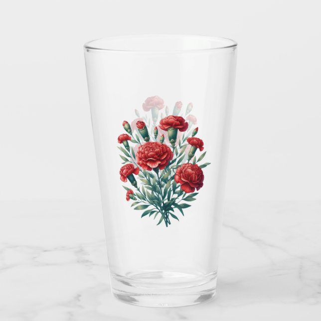 Red Carnation  Glass (Back)