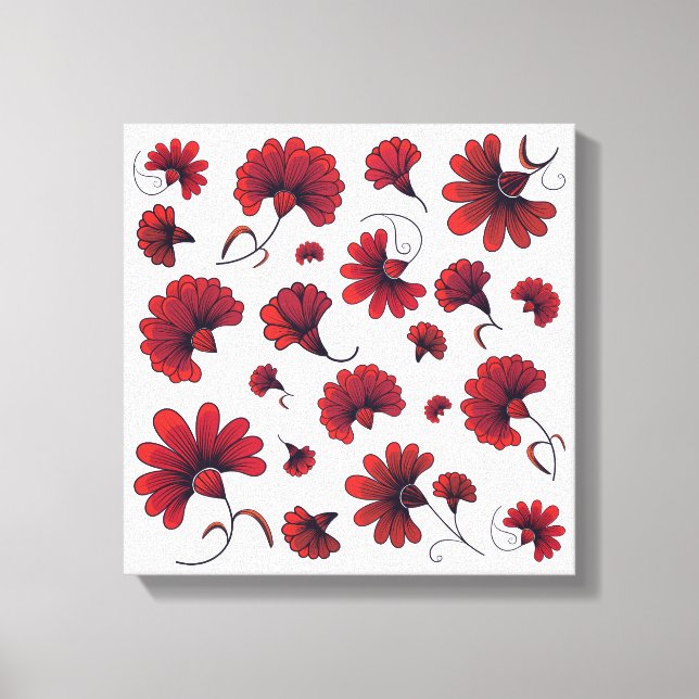Red Carnation Vector Pattern Flower Canvas Print (Front)