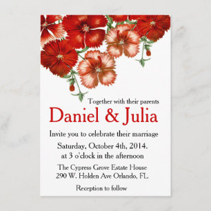 Red Carnation Wedding invitation