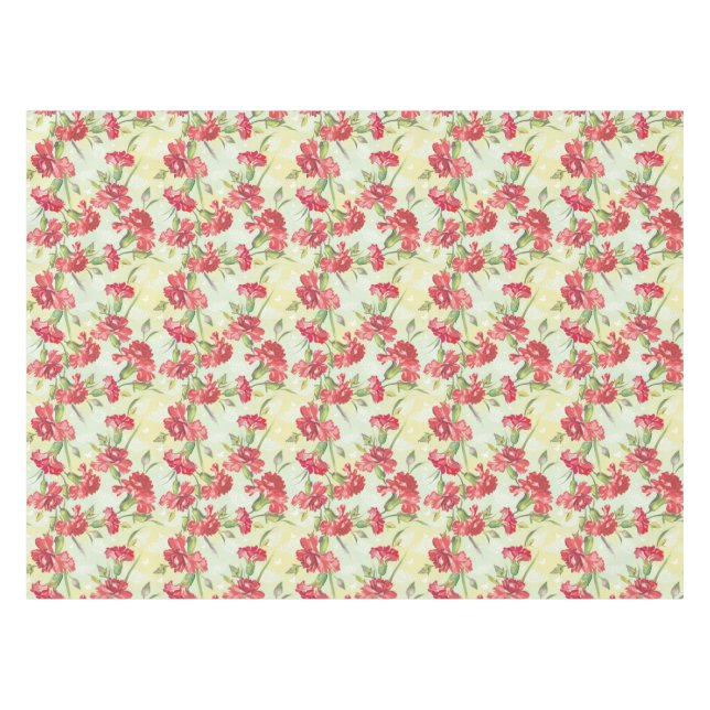Red Carnations on green with butterflies Tablecloth (Front (Horizontal))