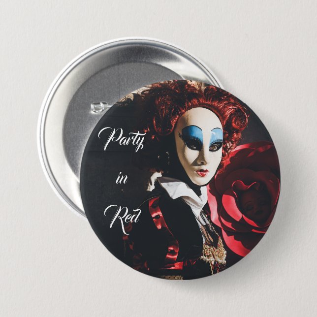 Red carnival mask in Venice, Italy 7.5 Cm Round Badge (Front & Back)