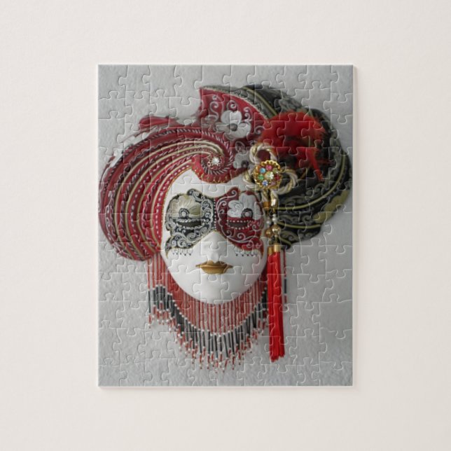 Red carnival mask, Mardi Gras, Venice, woman Jigsaw Puzzle (Vertical)