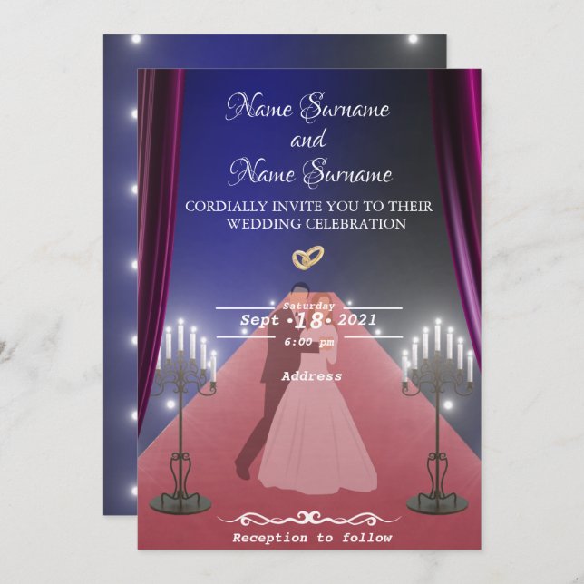 Red Carpet-candles Invitation (Front/Back)