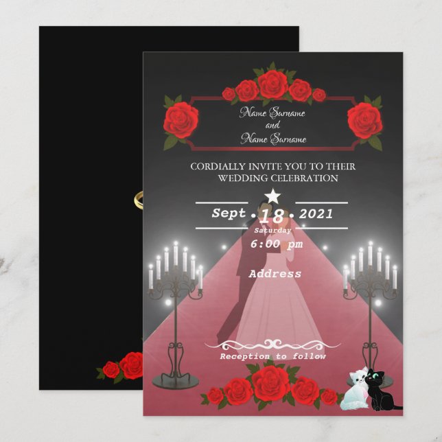 Red Carpet-candles Invitation (Front/Back)
