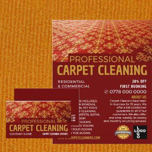 Red Carpet, Carpet Cleaner, Cleaning Service Business Card