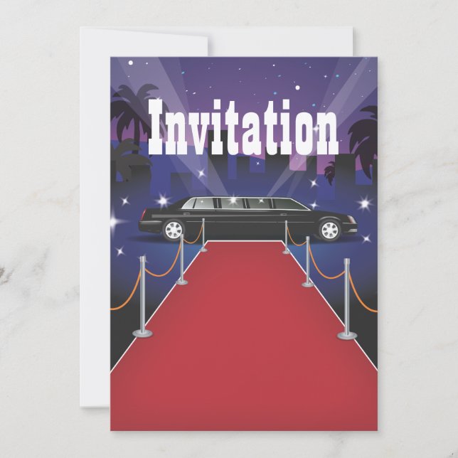 Red Carpet Celebrity Limo Invitation (Front)