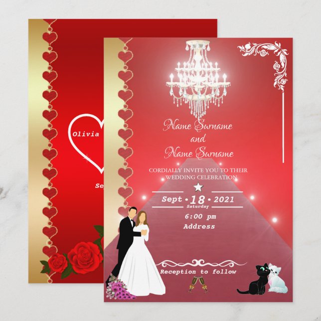 Red Carpet-chandelier Invitation (Front/Back)