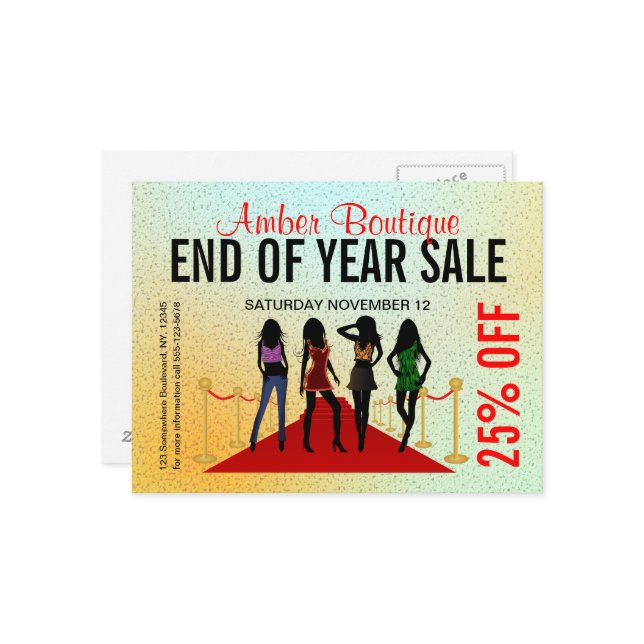 Red Carpet Fashion Models Boutique Sale Promotion Postcard (Front/Back In Situ)