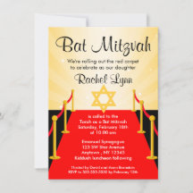 Red Carpet Hollywood Bat Mitzvah Invitations