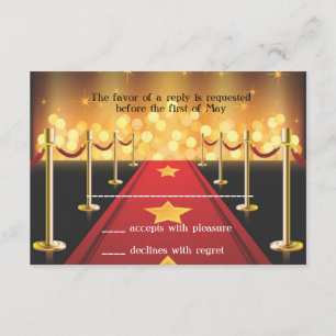 Red Carpet Hollywood Bat Mitzvah RSVP Card