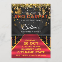 Red Carpet Hollywood Birthday Party Invitation