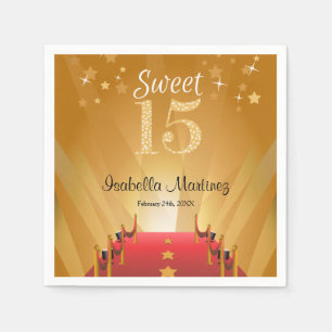 Red Carpet Hollywood Star Sweet 15 Birthday Napkin