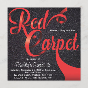 Red Carpet Hollywood Sweet 16 Birthday Invitation