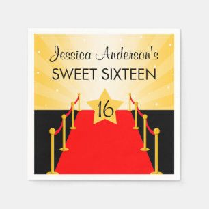 Red Carpet Hollywood Sweet 16 Birthday Party Napkin