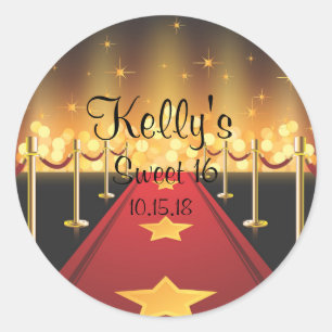 Red Carpet Hollywood Sweet 16 Party Favour Labels