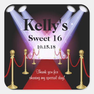 Red Carpet Hollywood Sweet 16 Party Favour Labels