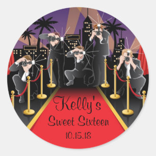 Red Carpet Hollywood Sweet 16 Party Favour Labels