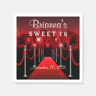 Red Carpet Hollywood Sweet 16 Personalised Napkin