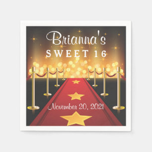 Red Carpet Hollywood Sweet 16 Personalised Napkin