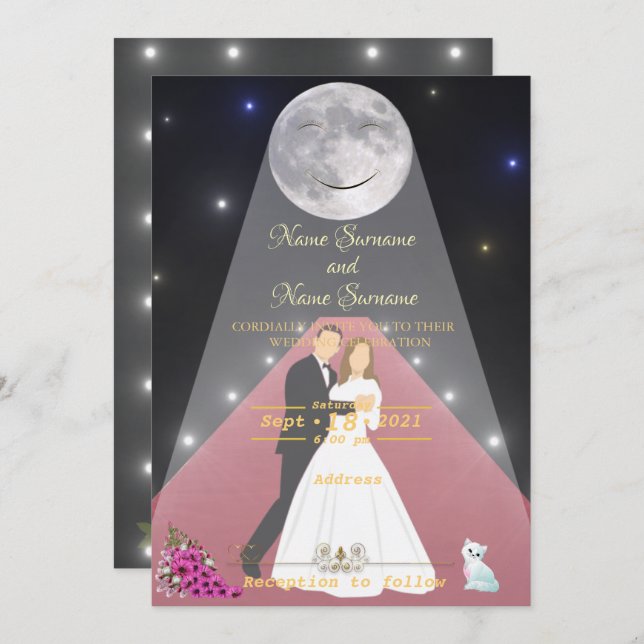 Red Carpet-moonlight Invitation (Front/Back)