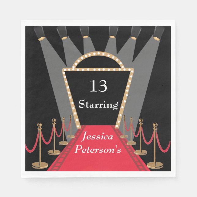Red Carpet Movie Premiere glamourous Birthday Part Napkin (Front)